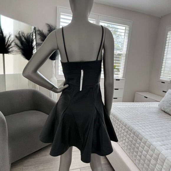Revolve + Susana Monaco Corset Faux Leather Fit & Flare Minidress Black - Picture 4 of 6